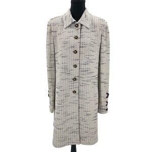PRISTINE St. John Collection Ivory Tweed‎ Knit Lace Up Corset Back Jacket 10